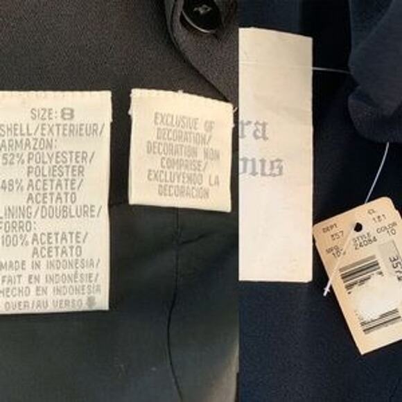 Vintage Liz Claiborne Dress Formal 8 Maxi Black Short Sleeve Lined New - Picture 7 of 11